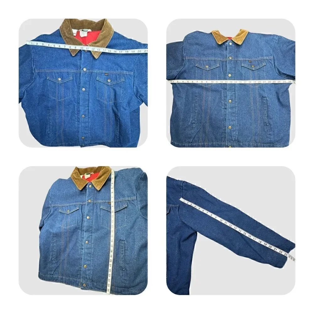 KEY Vintage Denim Quilted Trucker Coat Size 50 Big 2 XL